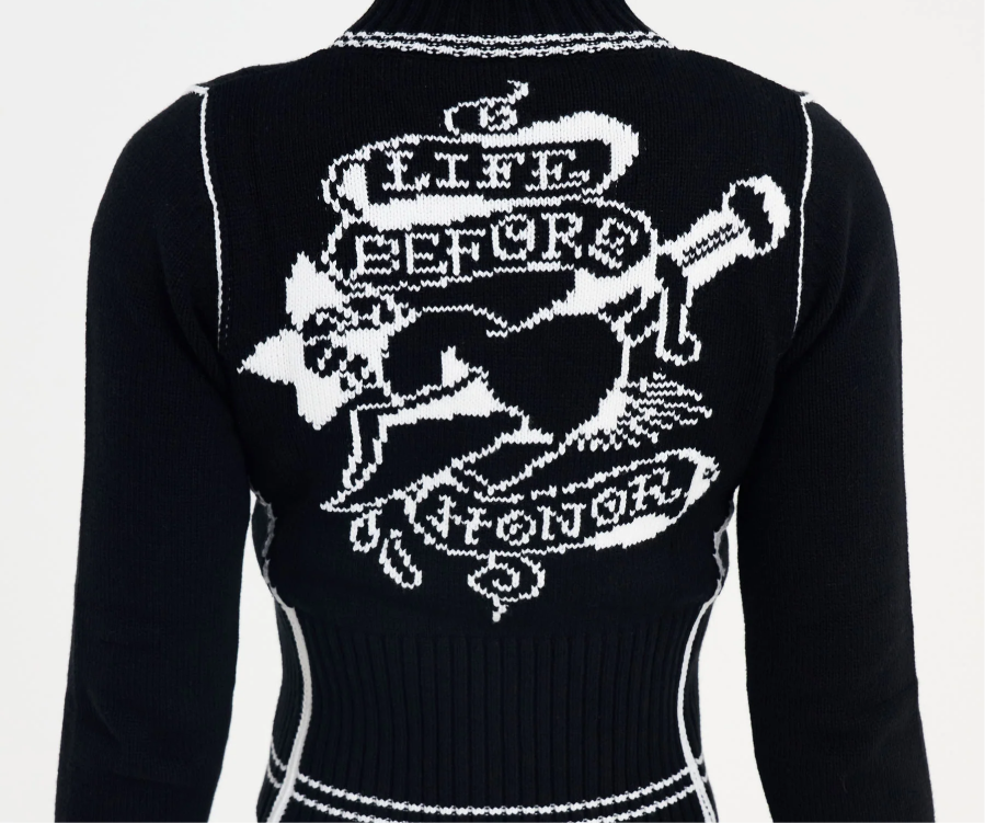 Ed Hardy Life Before Knitted Zip Up Black (Women's)