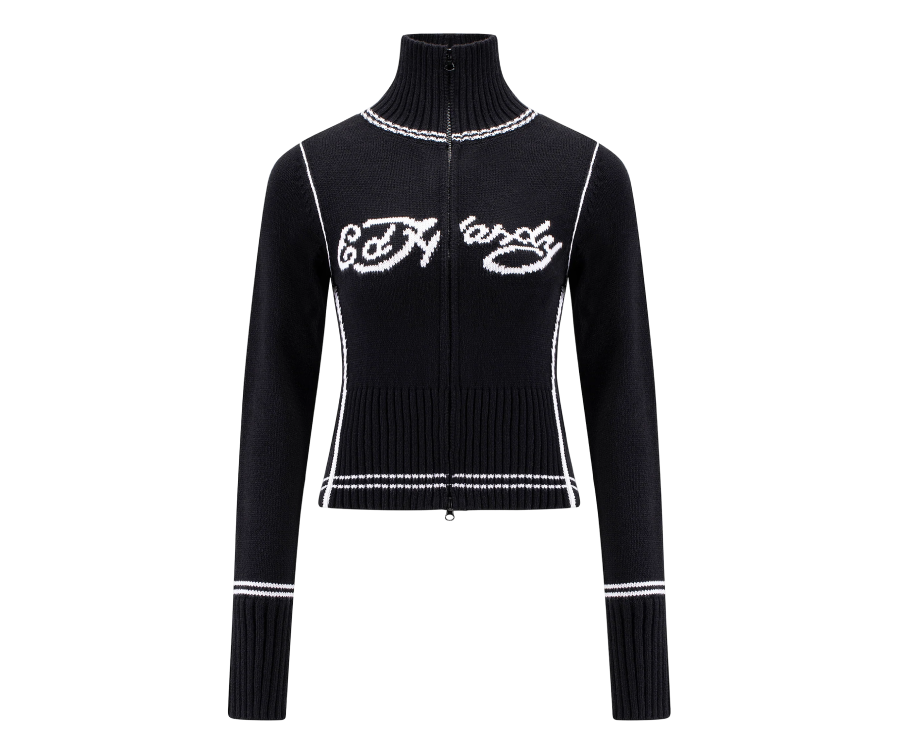 Ed Hardy Life Before Knitted Zip Up Black (Women's)