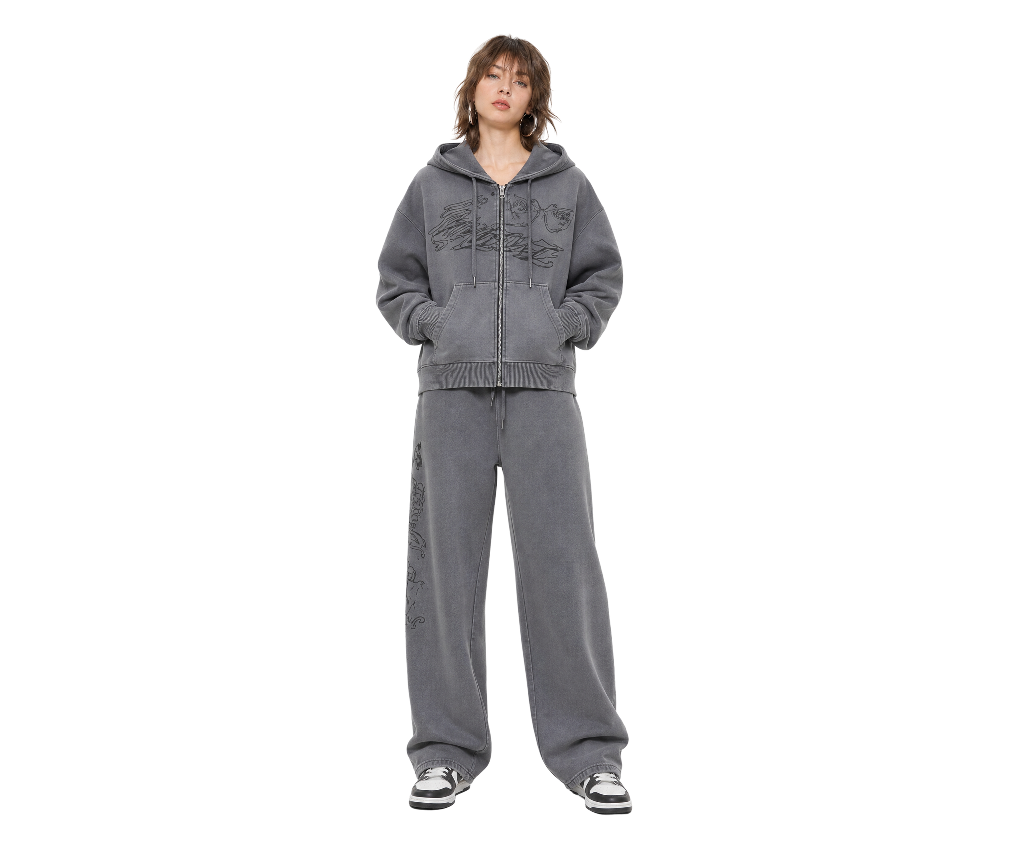 Ed Hardy Love Is Mistery Cropped Hoodie Charcoal