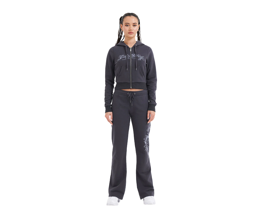 Ed Hardy Love Is Mistery Cropped Hoodie Charcoal (Women's)