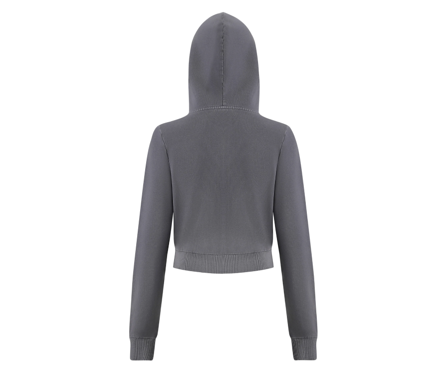 Ed Hardy Love Is Mistery Cropped Hoodie Charcoal (Women's)