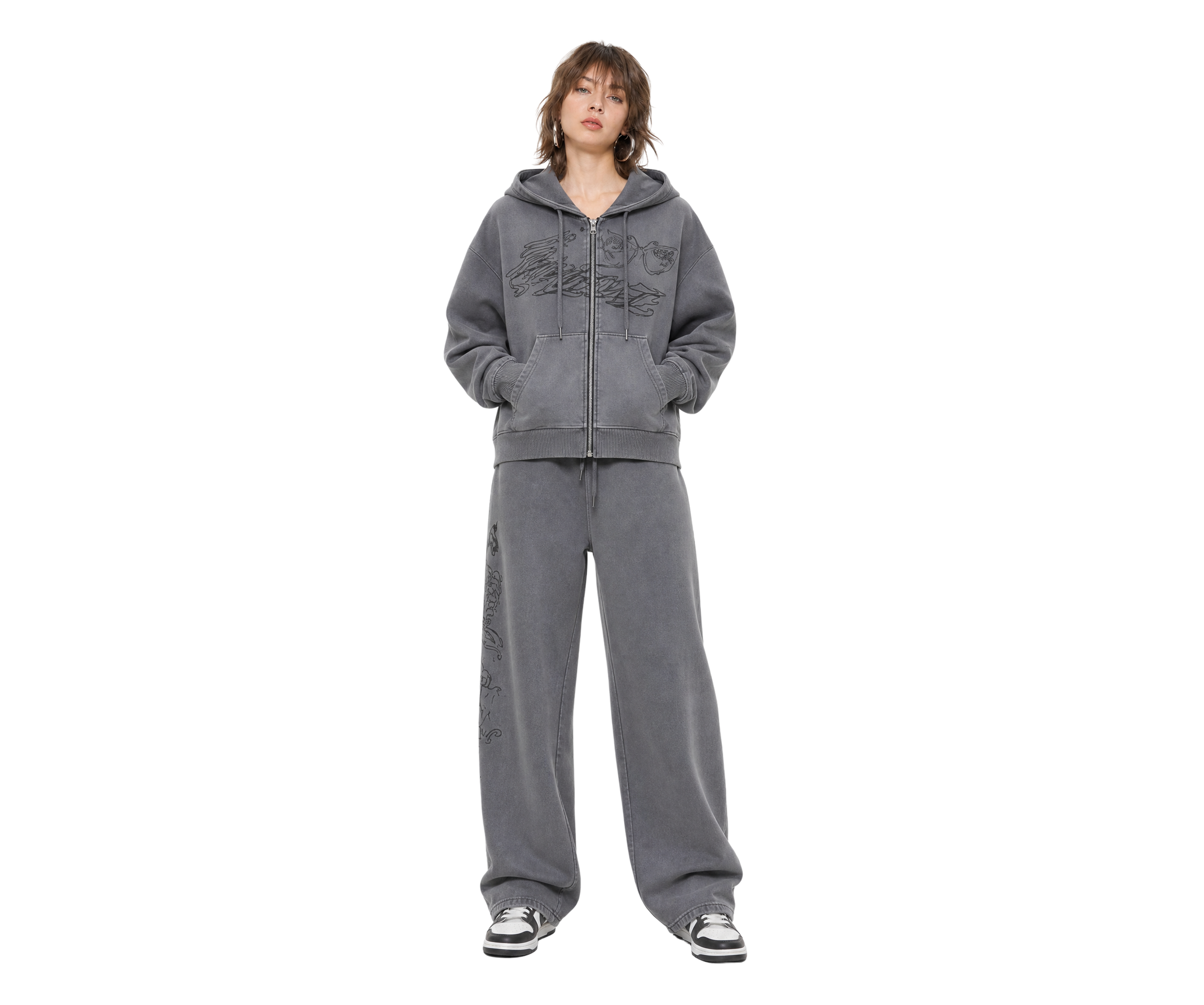 Ed Hardy Love Is Mystery Flared Jogger Charcoal