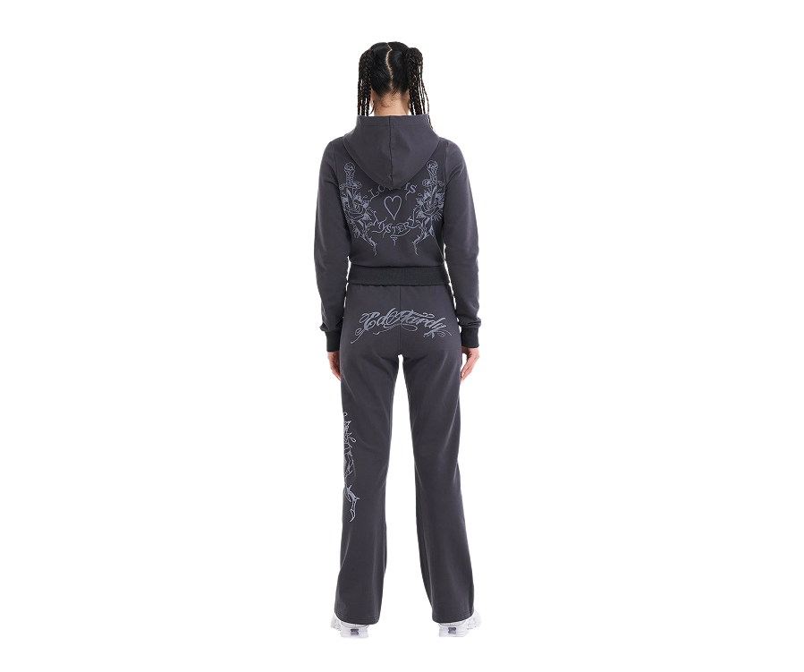 Ed Hardy Love Is Mystery Flared Jogger Charcoal (Women's)