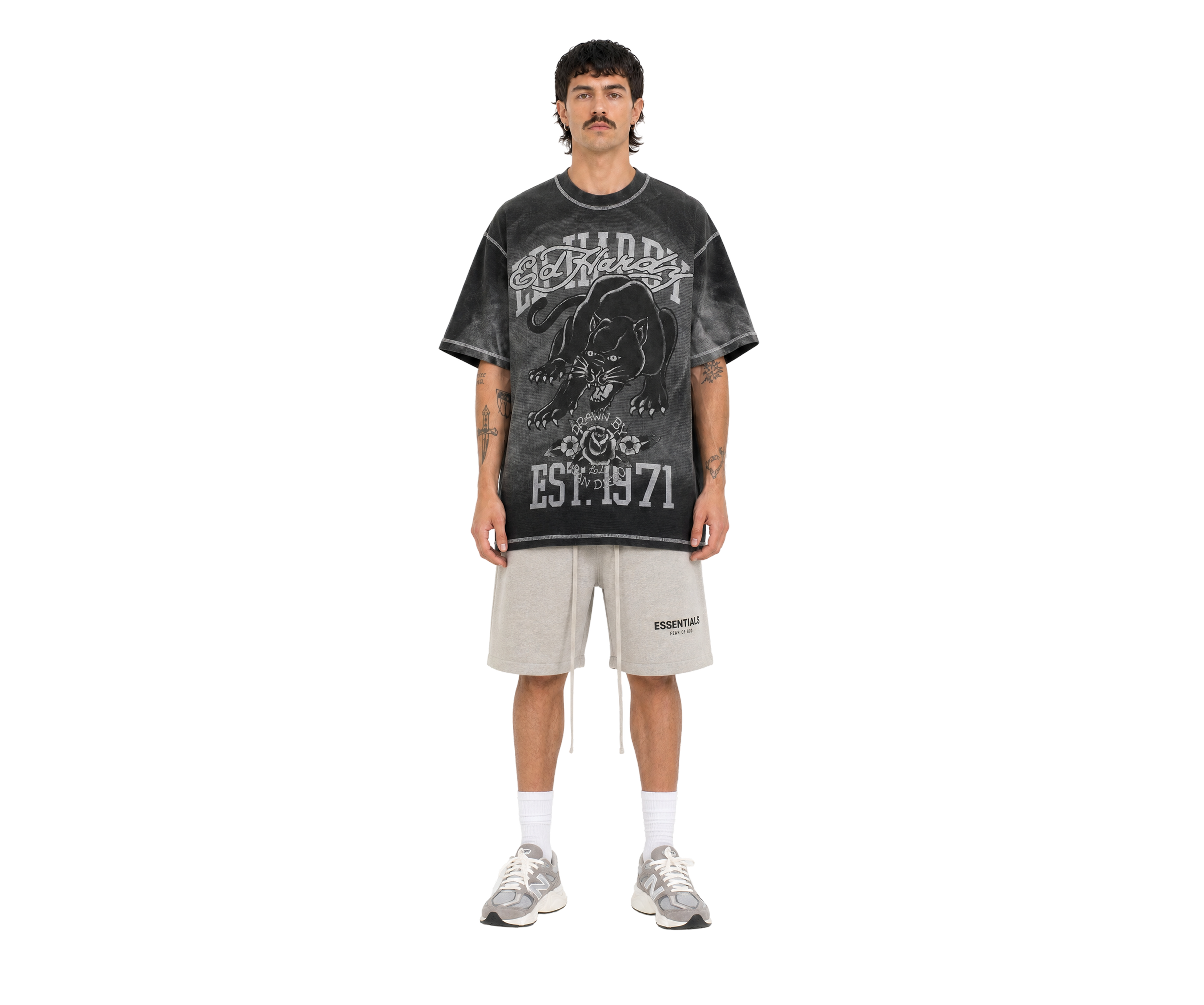 Ed Hardy Washed Panter Relaxed Tee Black