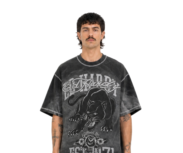Ed Hardy Washed Panter Relaxed Tee Black