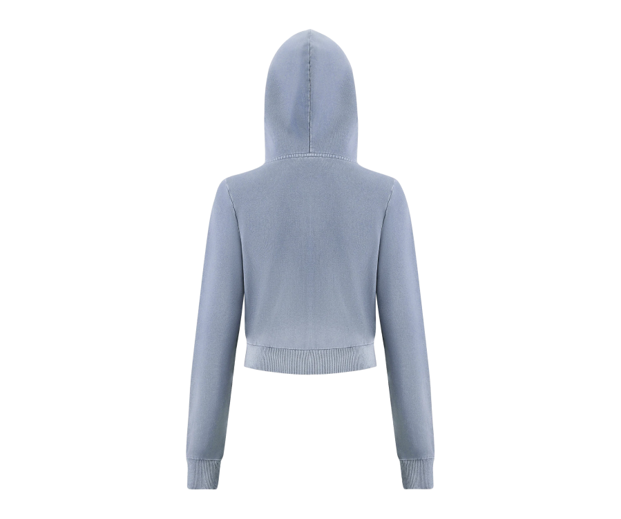 Ed Hardy Watchingfly Cropped Zip Thru Hoodie Grey (Women's)