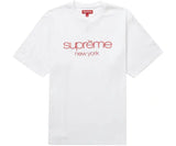 Supreme Classic Logo S/S Top White póló piros Supreme és New York felirattal.