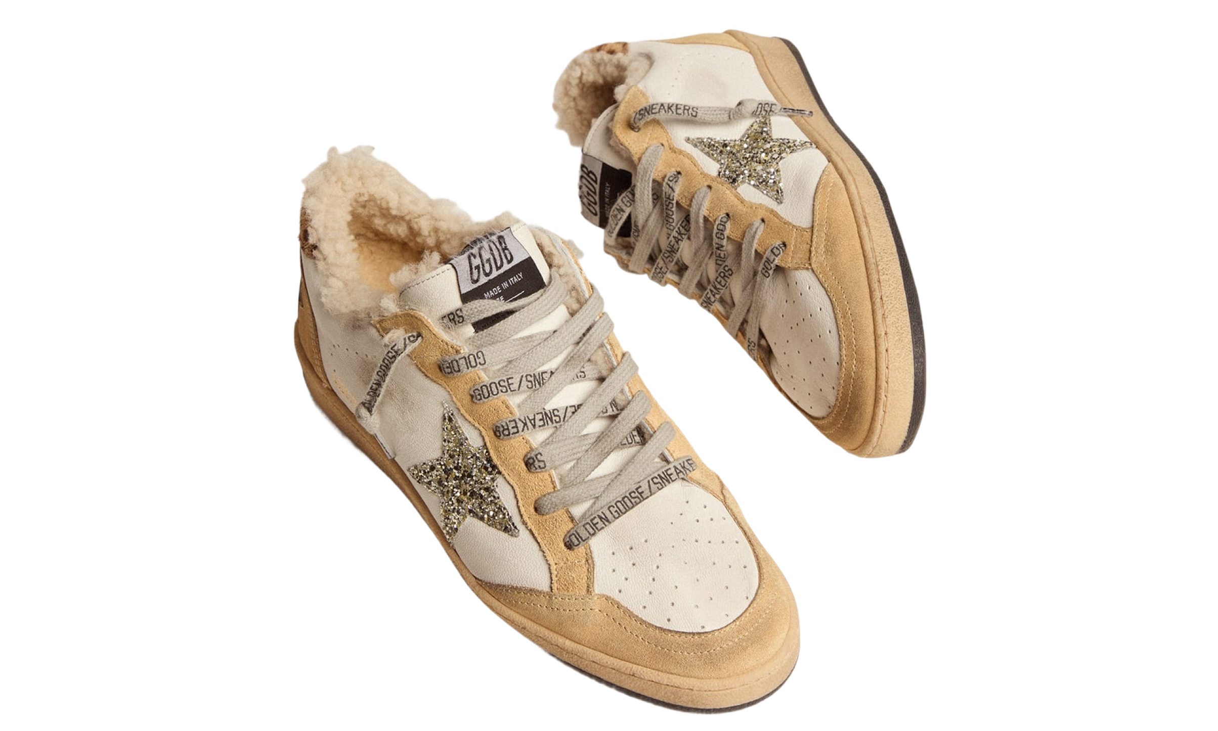 Golden Goose Ball Star Gold / Glitter Star / Fur Lined