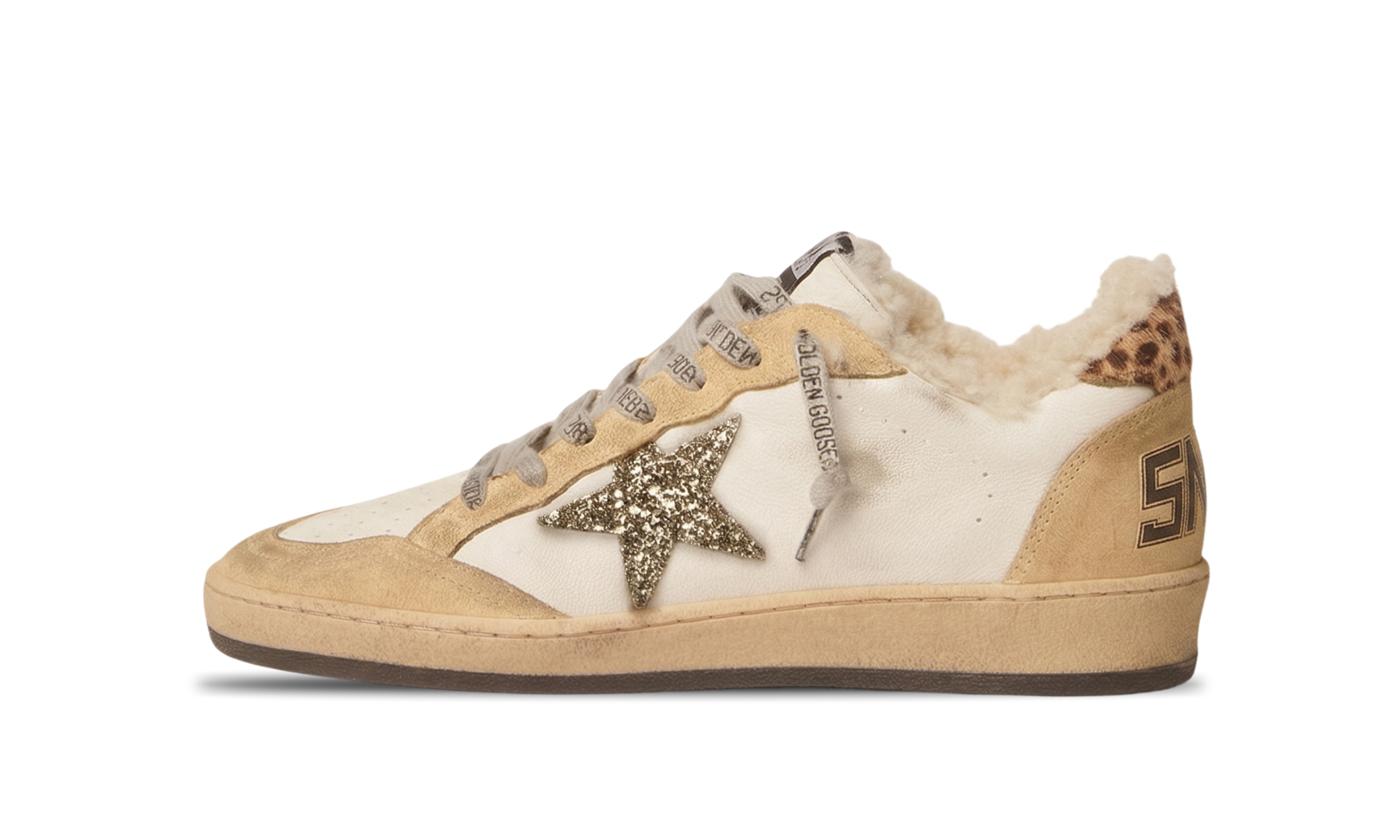 Golden Goose Ball Star Gold / Glitter Star / Fur Lined