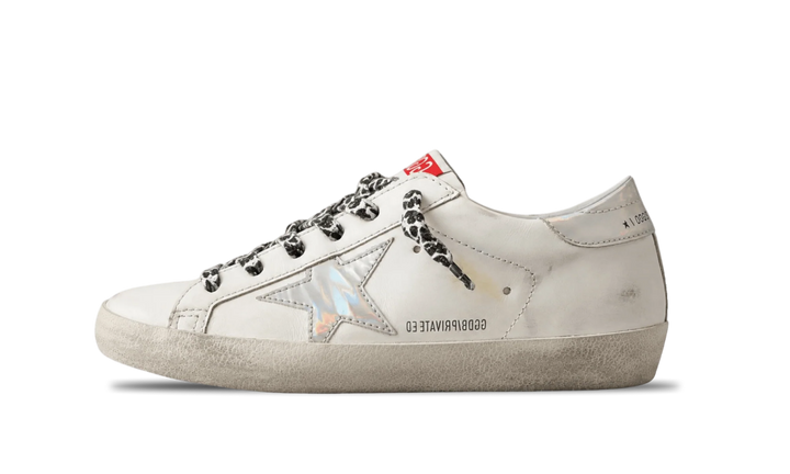 Golden Goose Superstar Ediție privată, alb, cu toc holografic