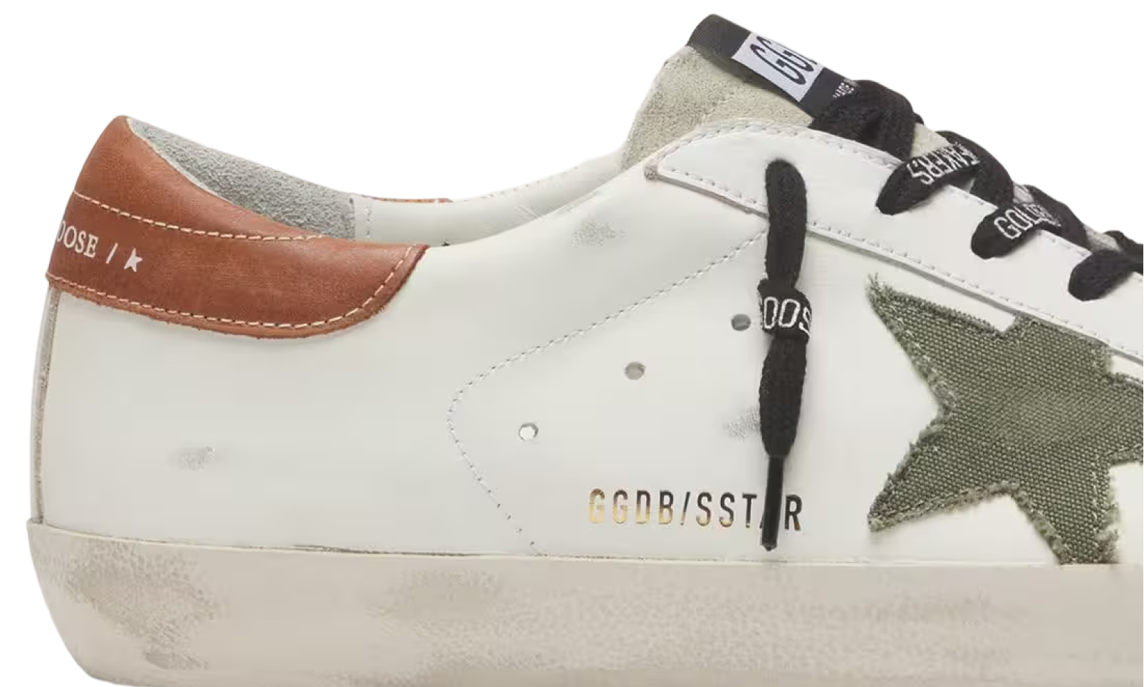 Golden Goose Superstar With Star in Olive Green Canvas