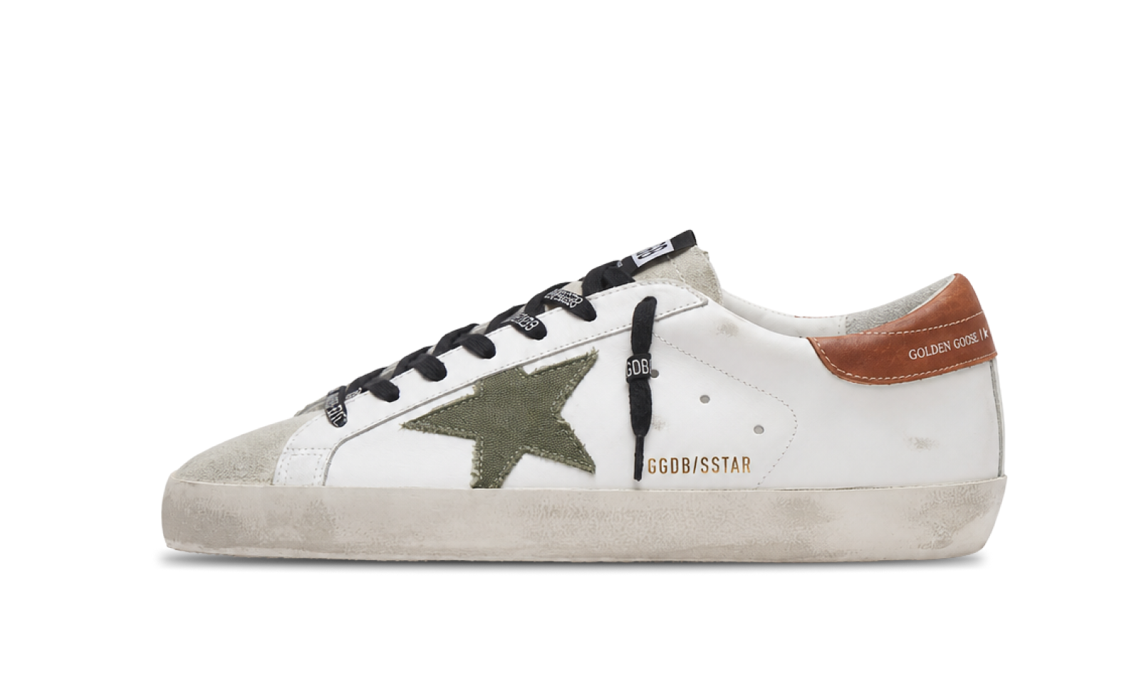 Golden Goose Superstar With Star in Olive Green Canvas