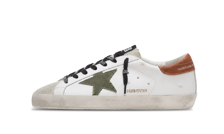 Golden Goose Superstar cu stea, din pânză verde măslin