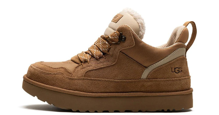UGG Lowmel Chestnut bakancs, barna velúr és textil anyagból.