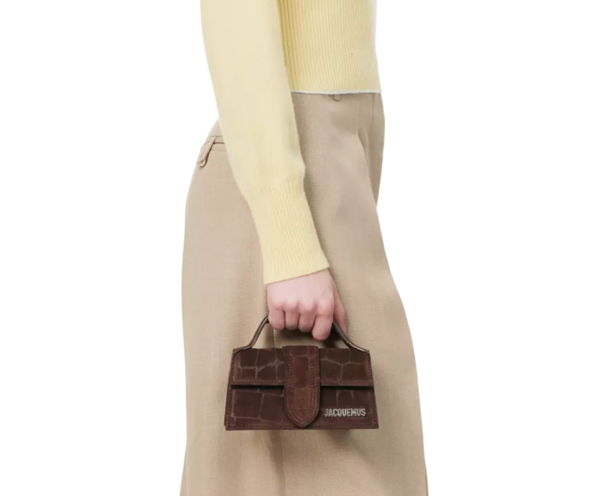 Jacquemus The Bambino Mini Flip Bag Suede Brown