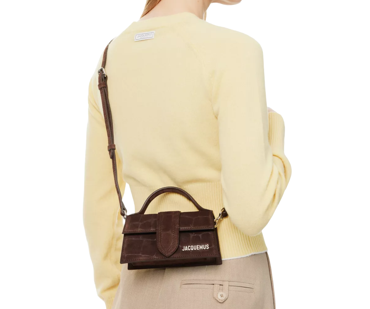 Jacquemus The Bambino Mini Flip Bag Suede Brown