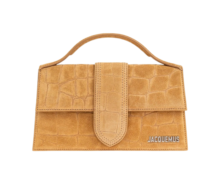 Jacquemus Le Grand Bambino Crossbody Flap Bag Croco Dark Brown
