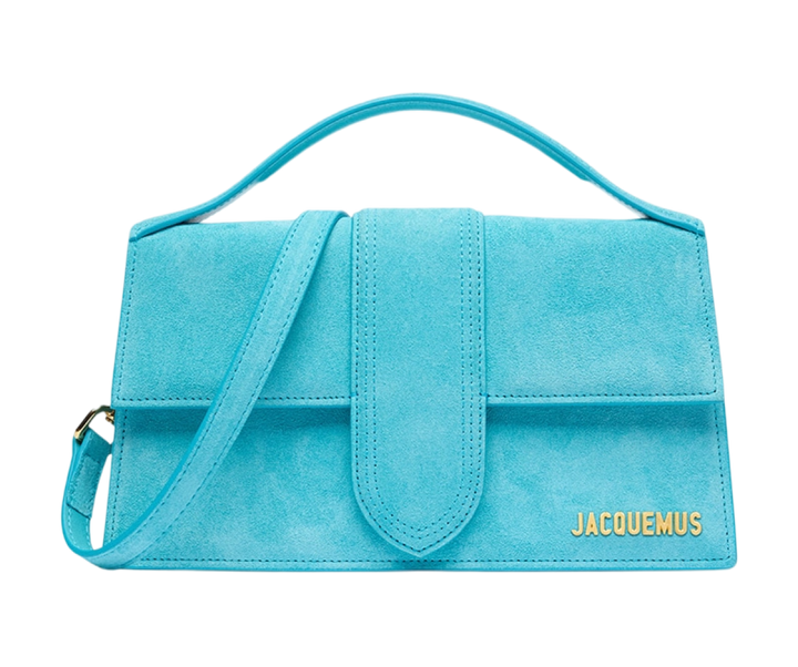 Geantă de umăr cu clapă <tc>Jacquemus</tc> Le Grand Bambino, turcoaz