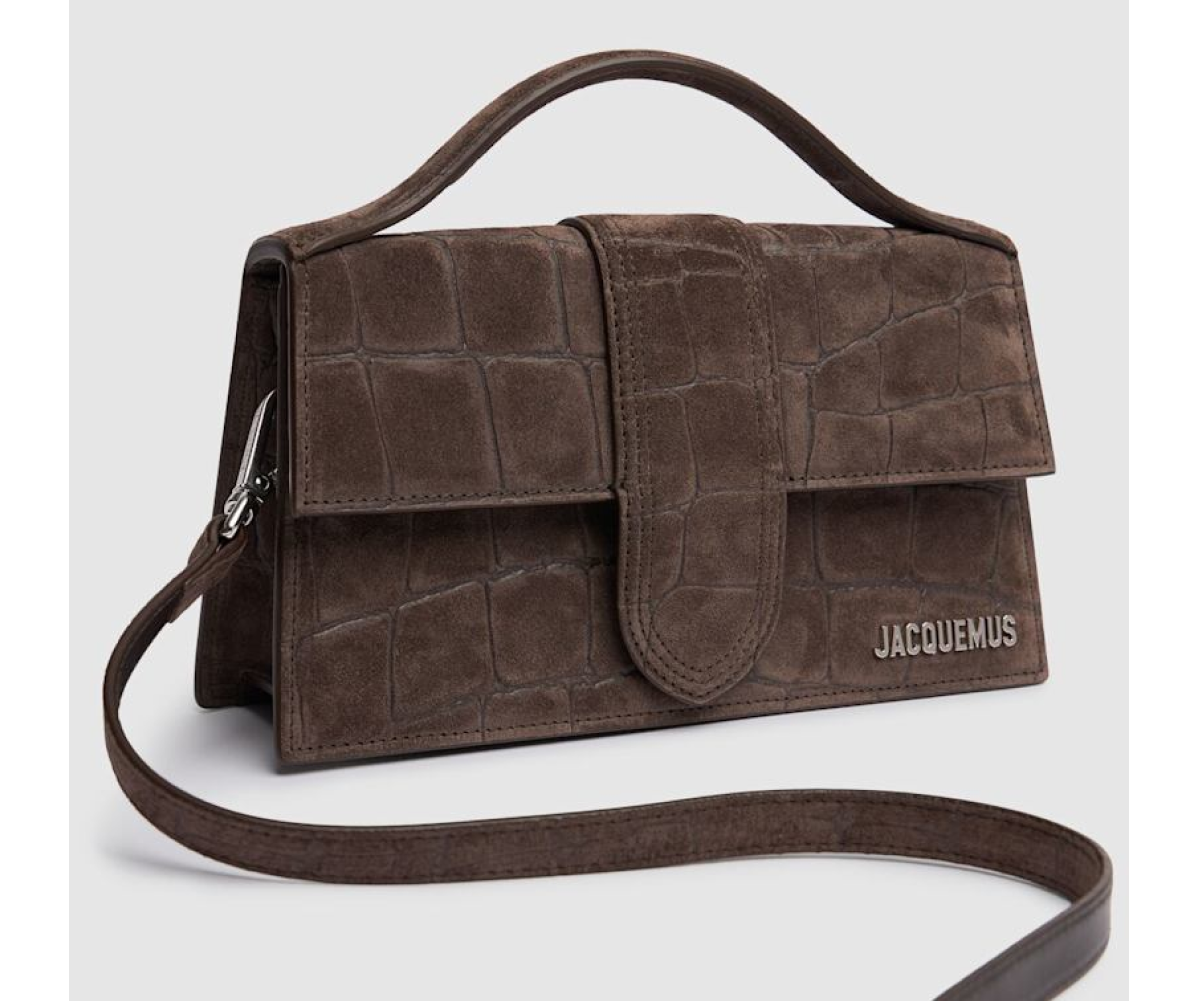 Jacquemus Le Grand Bambino Crossbody Flap Bag Suede Brown