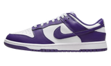 Nike Dunk Low Championship Court Purple cipő fehér és lila bőrrel.