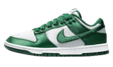 Nike Dunk Low Satin Green cipő fehér és zöld szatén kivitelben.