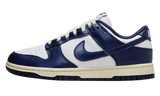 Nike Dunk Low Vintage Navy sneakers with white and navy leather.