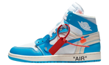 Air Jordan 1 x Off-White UNC sneaker with blue and white accents.