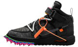 Nike Air Force 1 Mid Off-White Black sneaker with colorful spiked sole.