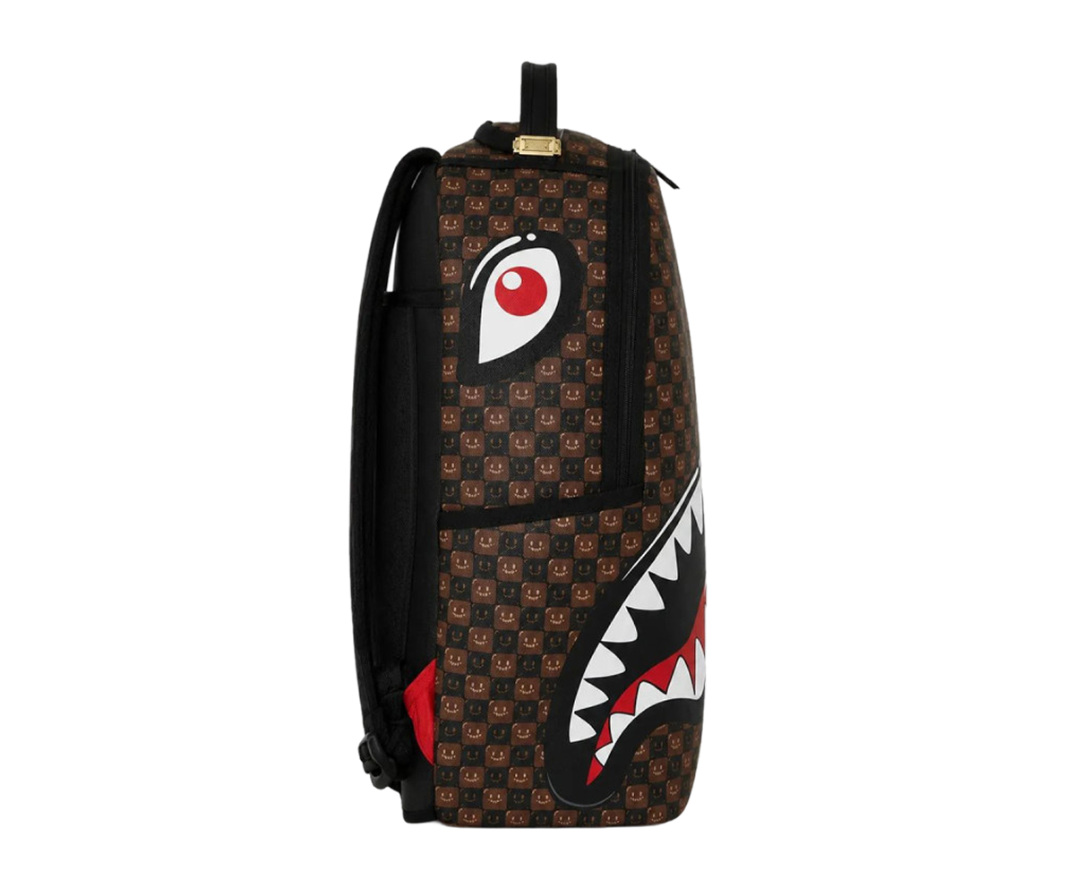 SPRAYGROUND SHARKS IN PARIS WTF BUBBLE BROWN CHECK BACKPACK