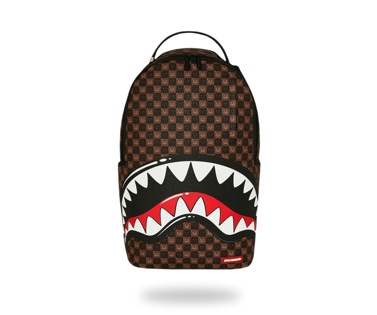 SPRAYGROUND SHARKS IN PARIS WTF BUBBLE BROWN CHECK BACKPACK
