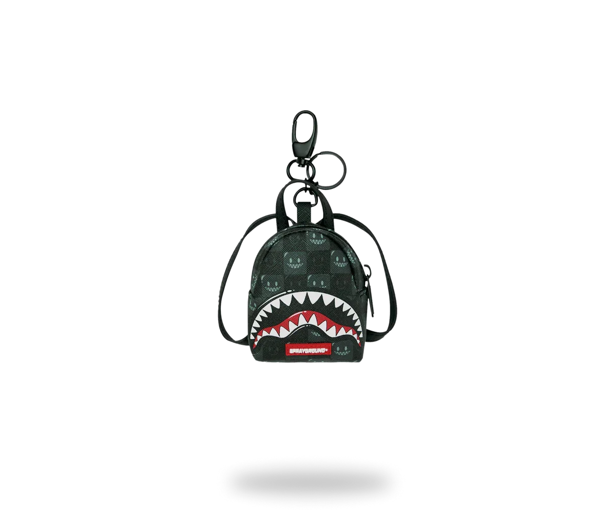 SPRAYGROUND SHARKS IN PARIS WTF BUBBLY BLACK CHECK KEYCHAIN