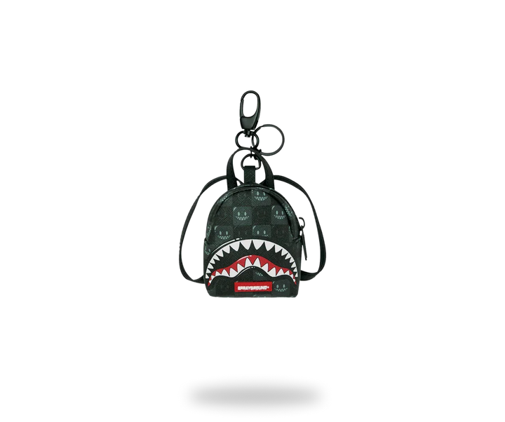 SPRAYGROUND SHARKS IN PARIS WTF BUBBLY BLACK CHECK KEYCHAIN