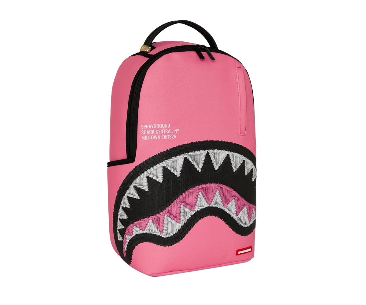 SPRAYGROUND SHARK CENTRAL PINK EMBROIDERED SHARK BACKPACK