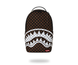 Sprayground BROWN AND CREAM DRIP CHECK SHARK BACKPACK