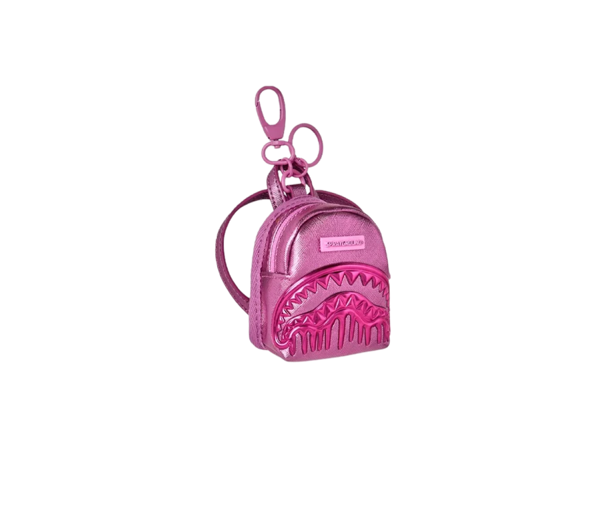 Sprayground Metallic Pink Metallic Drip Backpack Keychain