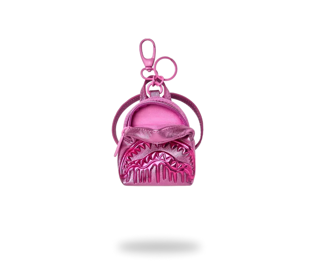 Sprayground Metallic Pink Metallic Drip Backpack Keychain