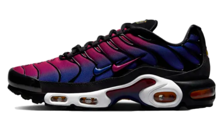 Nike Air Max Plus Patta FC Barcelona cipő rózsaszín és kék színátmenettel.