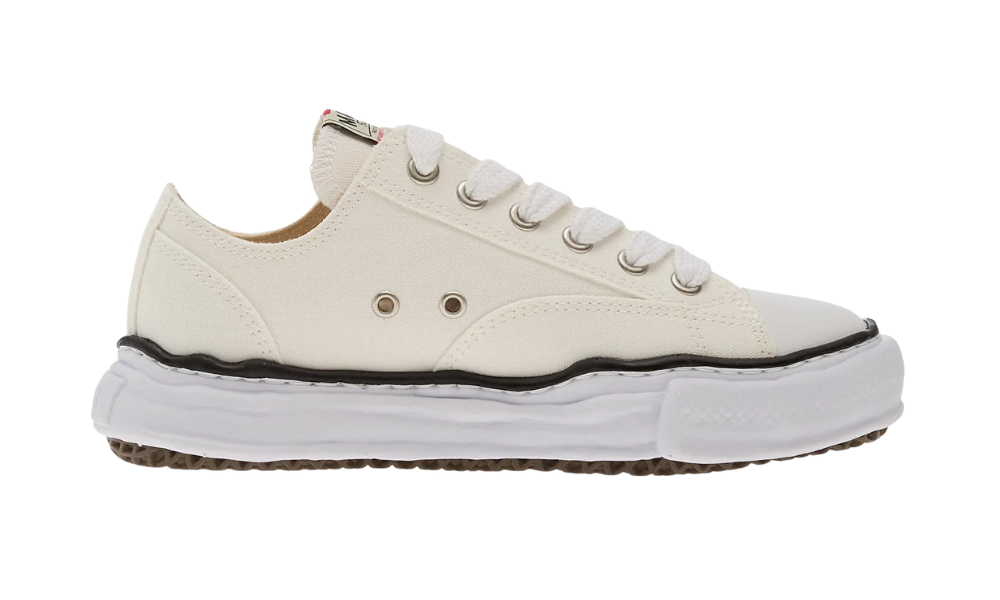Maison Mihara Yasuhiro Peterson OG Sole Canvas Low White sneaker with a thick rubber sole.