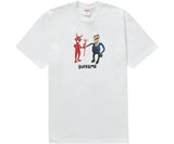 Supreme Business Tee White póló piros ördöggel és üzletemberrel.