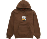 Supreme AOI Buddha hooded sweatshirt in brown with a graphic print.