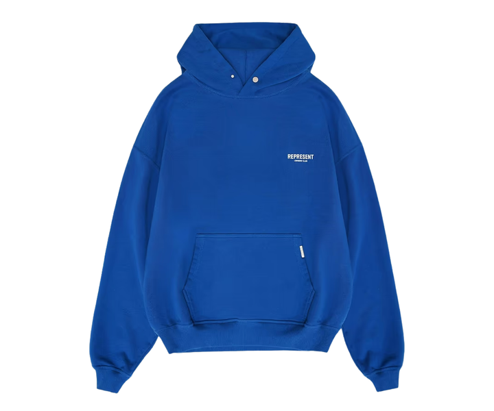 Represent Owner's Club Hoodie in cobalt blue with white logo.