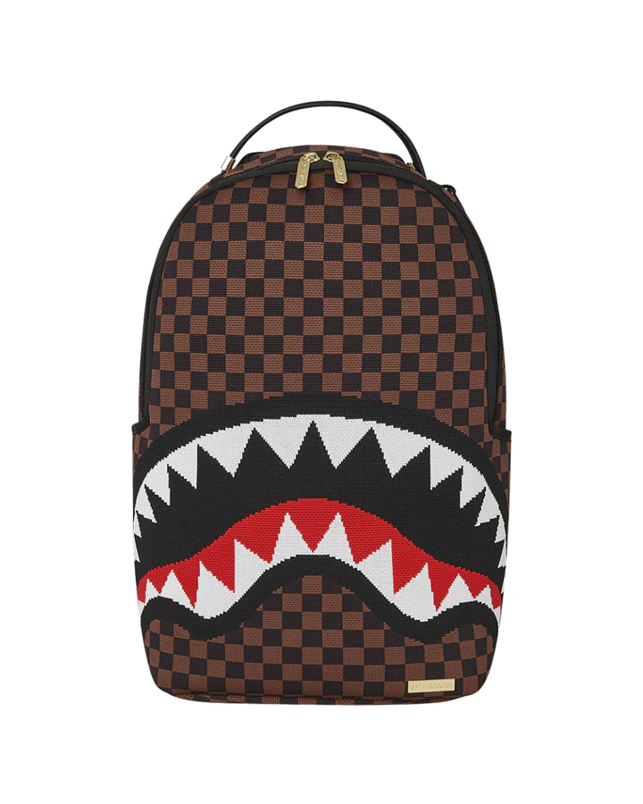 Sprayground barna kockás hátizsák cápa fog mintával