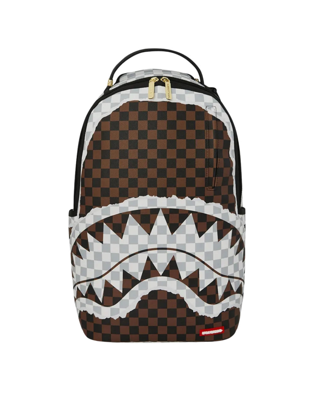SPRAYGROUND CREAM AND BROWN TEAR CHECK BACKPACK