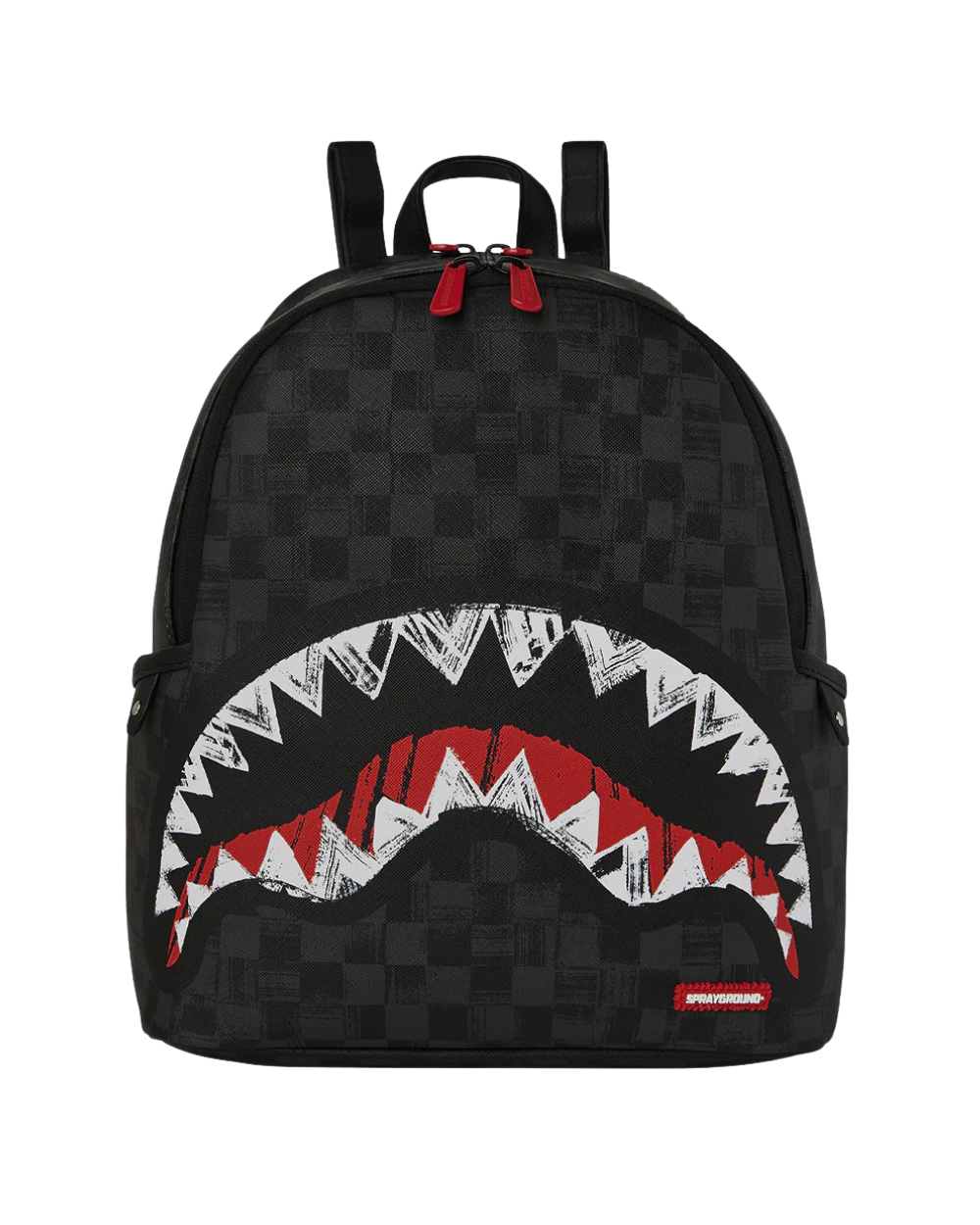 Sprayground fekete kockás hátizsák cápa száj mintával