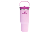 Stanley IceFlow™ Flip Straw Tumbler 890 ml in Blossom pink with a purple lid and handle.