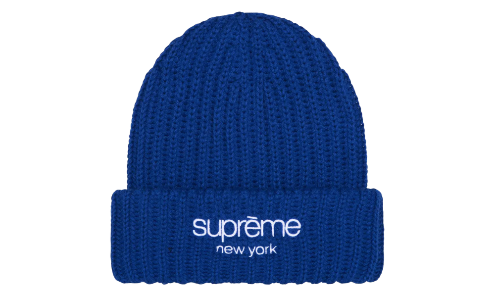 Királykék Supreme kötött sapka klasszikus logóval