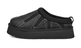 UGG Tazz Sunwave Slipper Black platform slip-on shoe with white stitching.