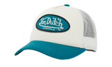 Von Dutch trucker sapka fehér és kék színben, ovális logóval.