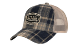 Von Dutch multicolor plaid trucker cap with mesh back.