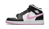 Air Jordan 1 Mid GS White Light Arctic Pink sneaker with black overlays and pink accents.